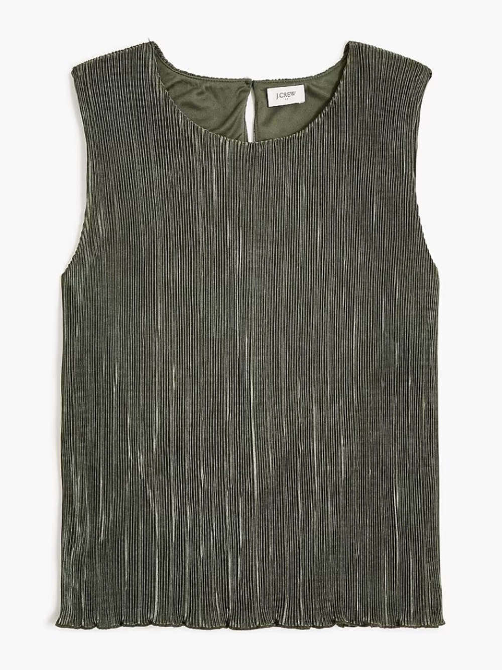 J.Crew Factory Plissé Shell Top - Olive Green, Size L
